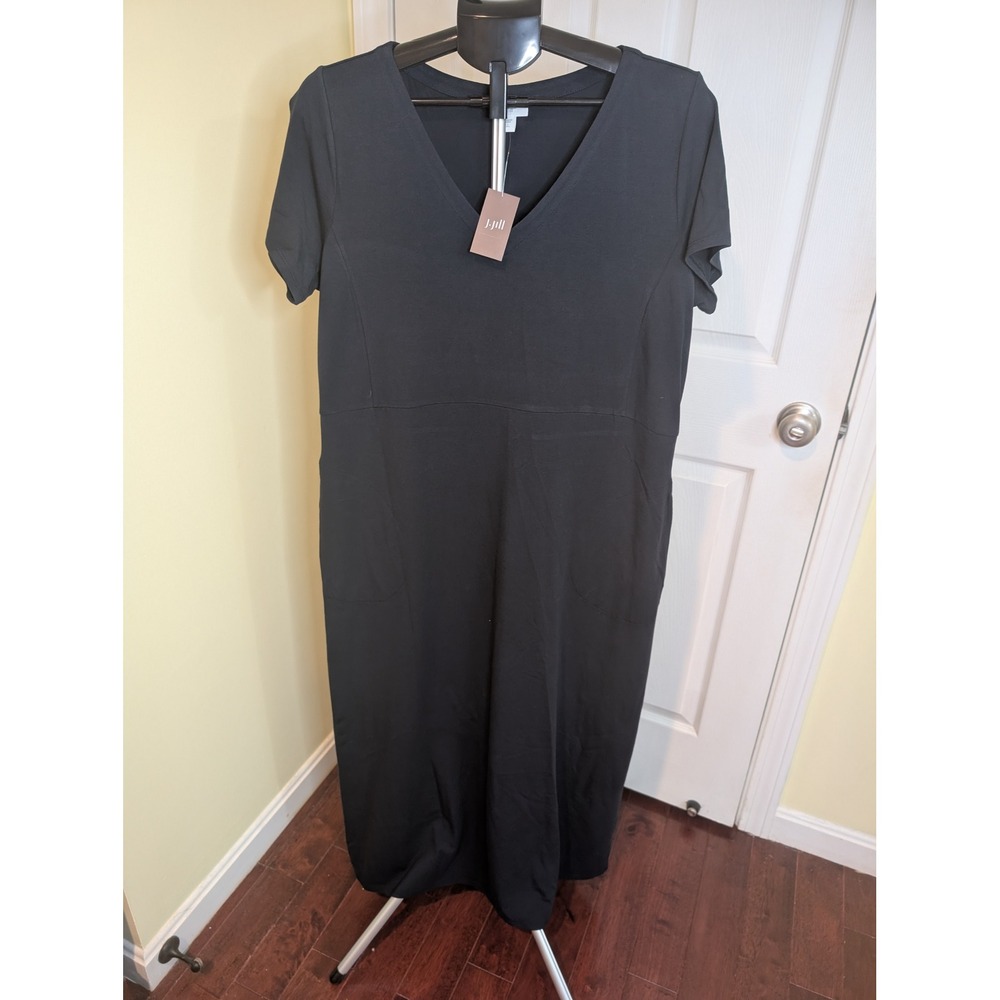 J. Jill Maxi Dress Tall Navy V-Neck Pima Cotton Blend Pocket NWT - Size LT